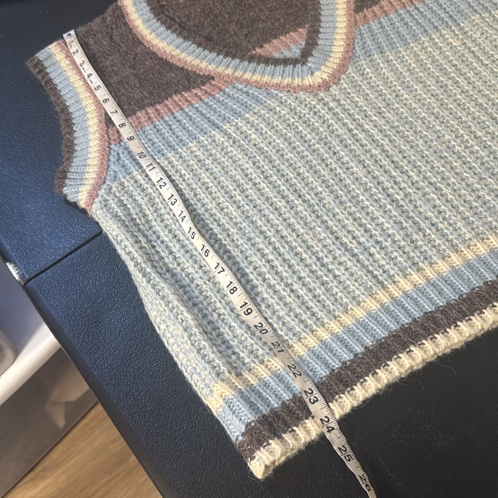 Pol Multicolor Sweater Vest Oversized blue mauve brown cream multi patterns - Picture 8 of 12
